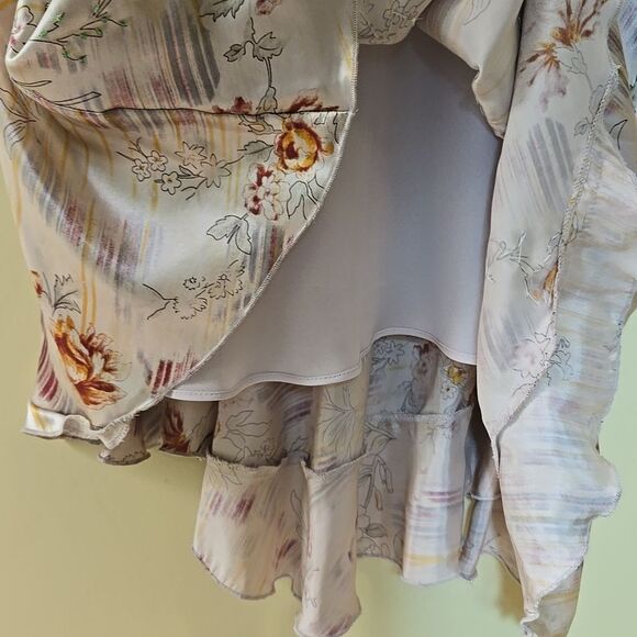 Vintage Lapis Y2K Fairy Silk Dress Size Large Beaded Asymetric Floral Midi Max - Picture 7 of 16